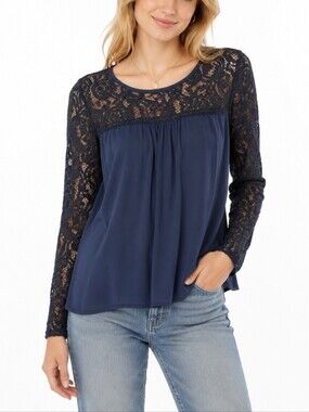 •NWT• Navy Blue Abollria Long Sleeve Top
